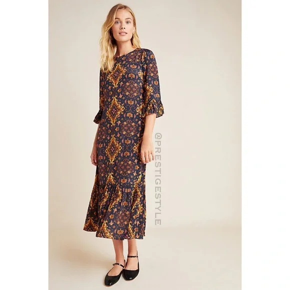 ANTHROPOLOGIE Kachel Tiburon Ruffled Maxi Dress - Picture 13 of 16